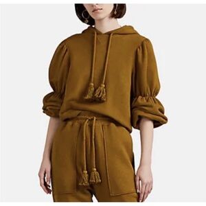 Ulla Johnson Mustard Puff-Sleeve Tassel Hoodie Sacha